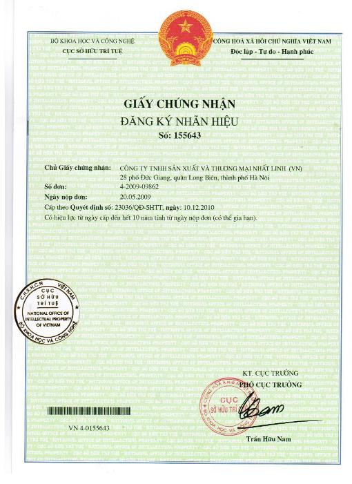 Chứng nhận độc quyền nhãn hiệu Hotking